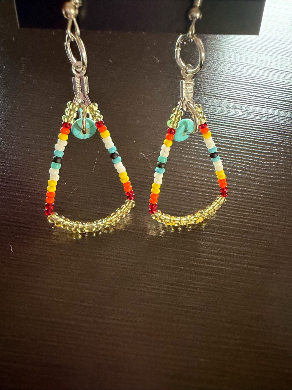 Handcrafted Multicolor Seed Bead Teardrop Earrings